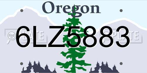 6LZ5883 Oregon License Plate