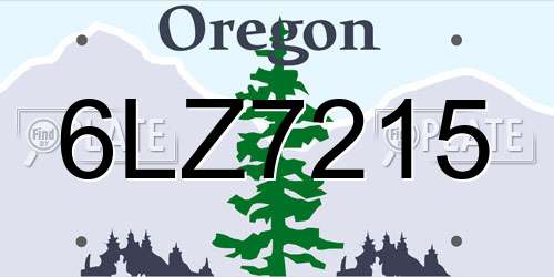 6LZ7215 Oregon License Plate