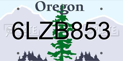 6LZB853 Oregon License Plate
