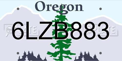 6LZB883 Oregon License Plate