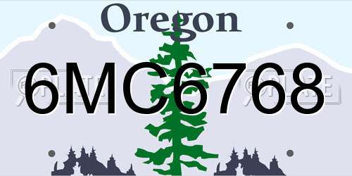 6MC6768 Oregon License Plate