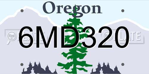6MD320 Oregon License Plate