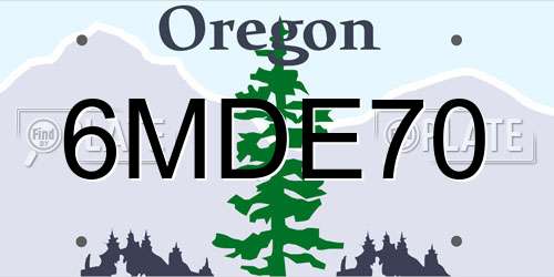 6MDE70 Oregon License Plate