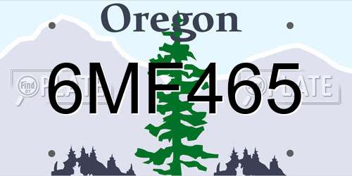 6MF465 Oregon License Plate
