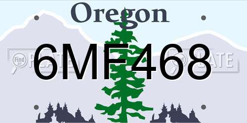 6MF468 Oregon License Plate