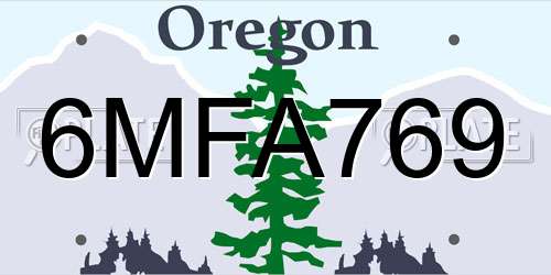 6MFA769 Oregon License Plate