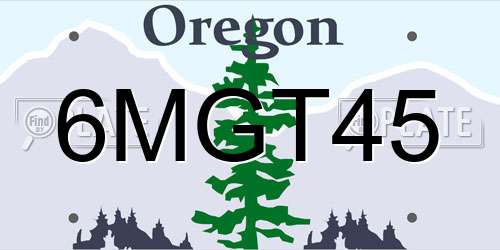 6MGT45 Oregon License Plate