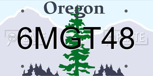 6MGT48 Oregon License Plate