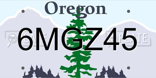 6MGZ45 Oregon License Plate