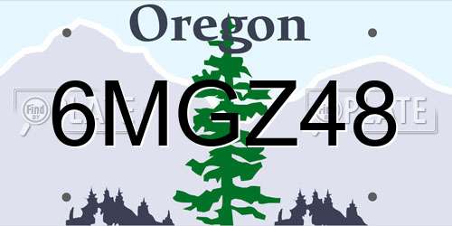 6MGZ48 Oregon License Plate
