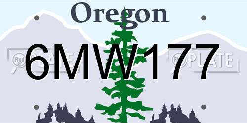6MW177 Oregon License Plate