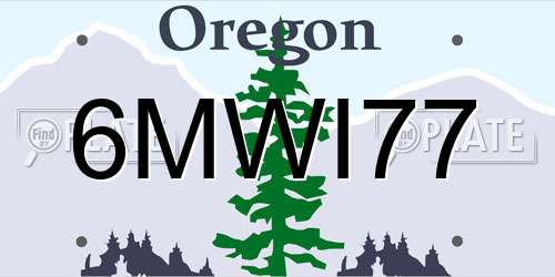 6MWI77 Oregon License Plate