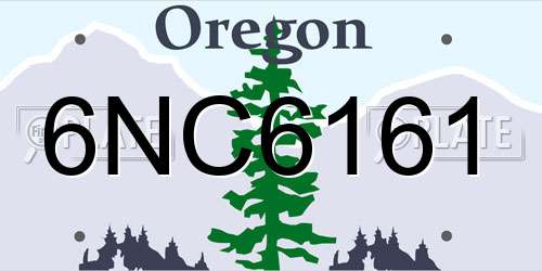 6NC6161 Oregon License Plate