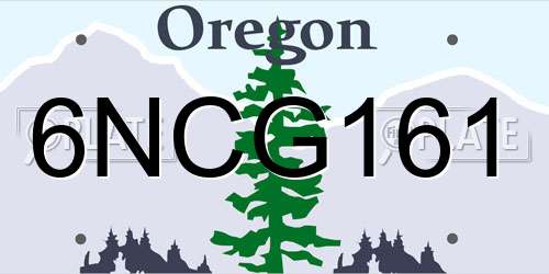 6NCG161 Oregon License Plate