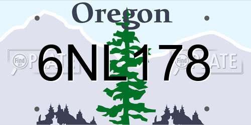 6NL178 Oregon License Plate