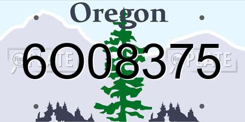6O08375 Oregon License Plate