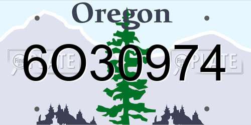 6O30974 Oregon License Plate