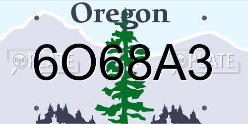 6O68A3 Oregon License Plate