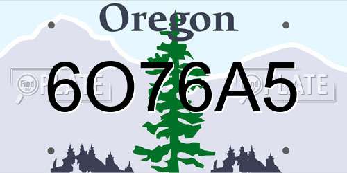 6O76A5 Oregon License Plate