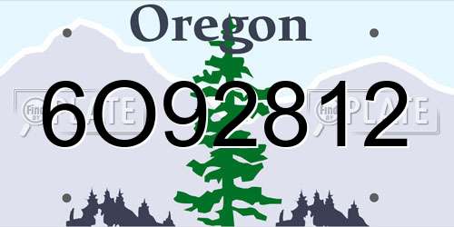 6O92812 Oregon License Plate