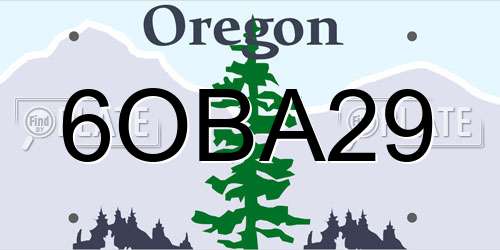 6OBA29 Oregon License Plate