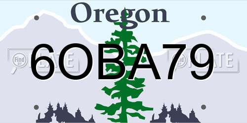 6OBA79 Oregon License Plate