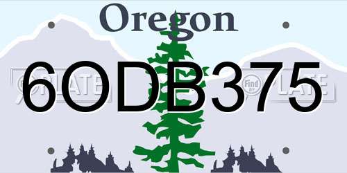 6ODB375 Oregon License Plate