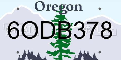 6ODB378 Oregon License Plate