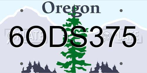 6ODS375 Oregon License Plate