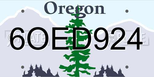 6OED924 Oregon License Plate
