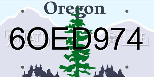 6OED974 Oregon License Plate