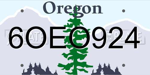 6OEO924 Oregon License Plate