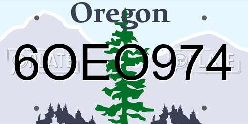 6OEO974 Oregon License Plate