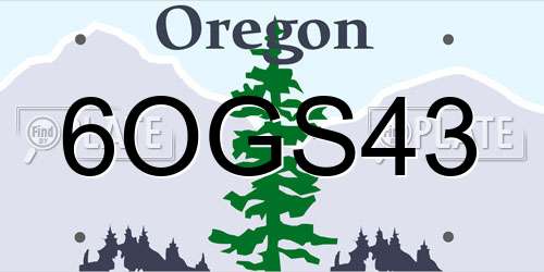 6OGS43 Oregon License Plate