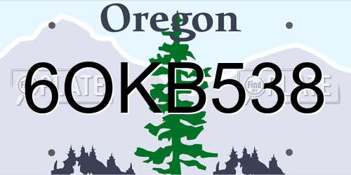 6OKB538 Oregon License Plate