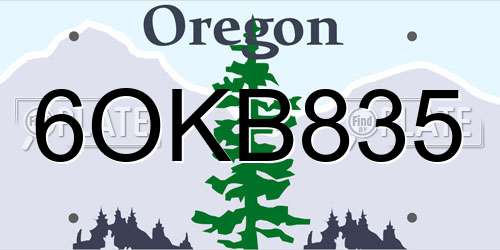 6OKB835 Oregon License Plate