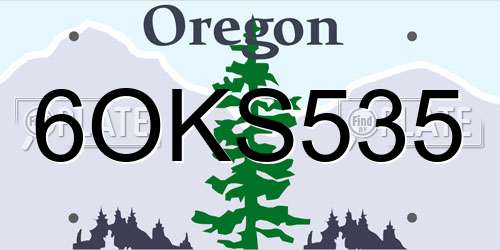 6OKS535 Oregon License Plate