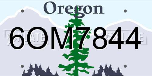6OM7844 Oregon License Plate