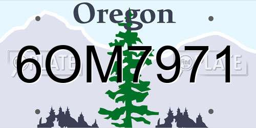 6OM7971 Oregon License Plate