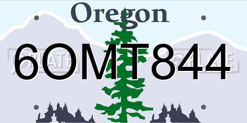 6OMT844 Oregon License Plate
