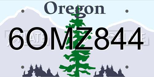 6OMZ844 Oregon License Plate
