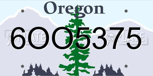 6OO5375 Oregon License Plate