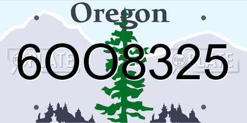 6OO8325 Oregon License Plate