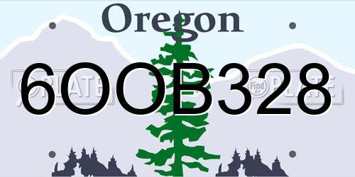 6OOB328 Oregon License Plate