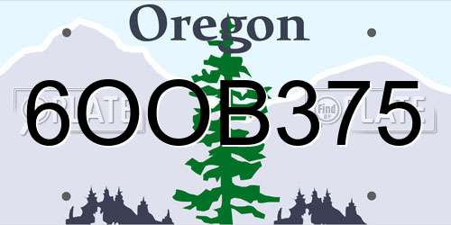 6OOB375 Oregon License Plate