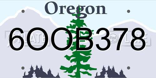 6OOB378 Oregon License Plate