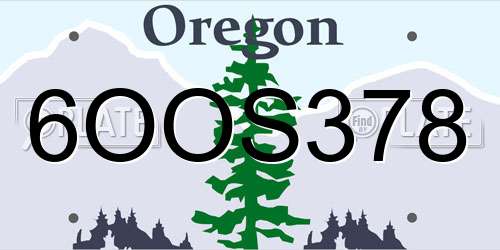 6OOS378 Oregon License Plate