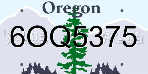 6OQ5375 Oregon License Plate
