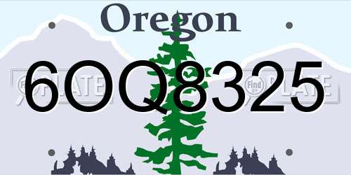 6OQ8325 Oregon License Plate