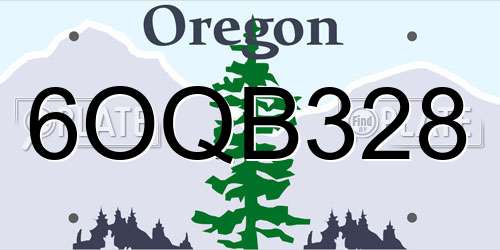 6OQB328 Oregon License Plate